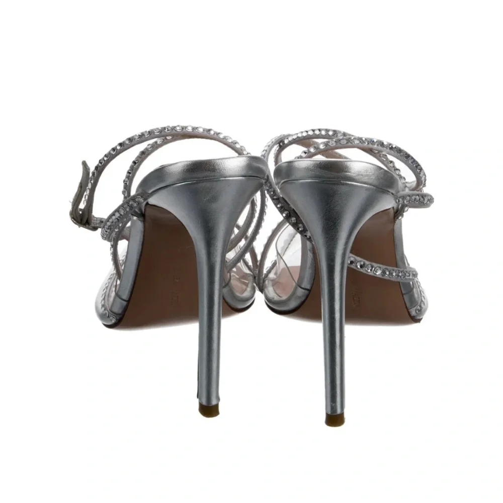 Andrea Wazen Elegant Silver Strappy Heels - Picture 3 of 6